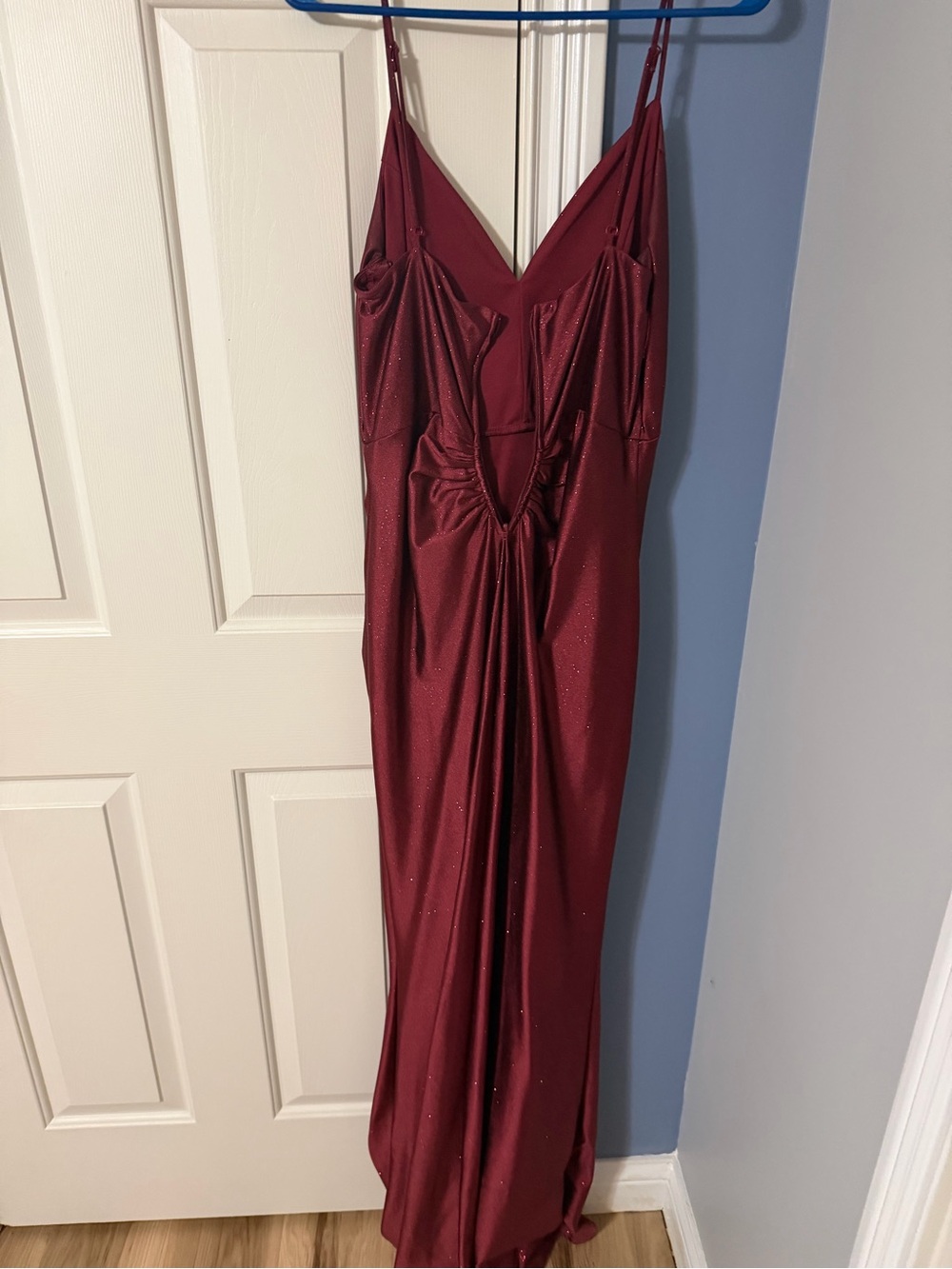 Honey and Rosie Sparkle Burgundy Spaghetti Strap Maxi Dress
